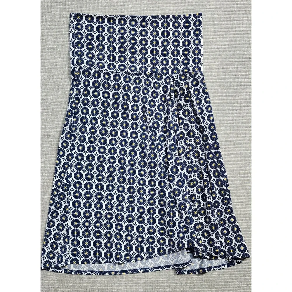 Max Studio Navy Blue‎ Floral Medallion Print A-Line Skirt Small
